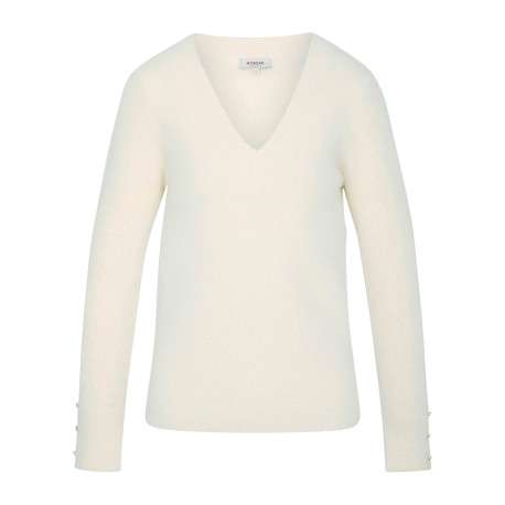 Pull écru uni avec une coupe droite et des manches longues