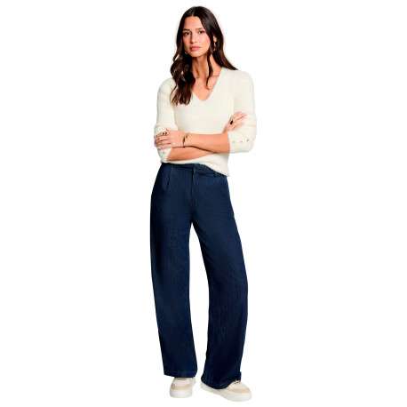 Pull écru uni avec une coupe droite et des manches longues - Image 2