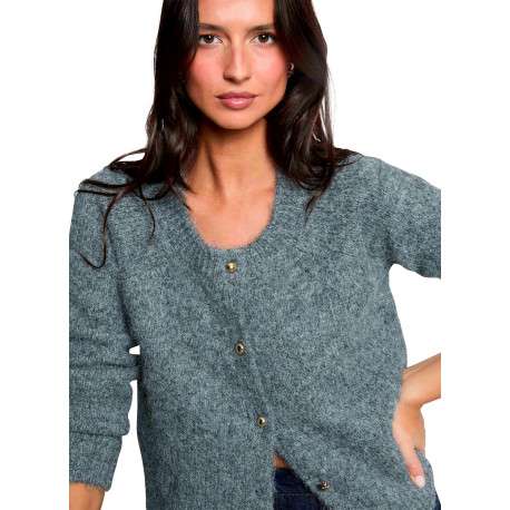 Gilet gris clair uni avec une coupe droite et des manches longues - Image 4