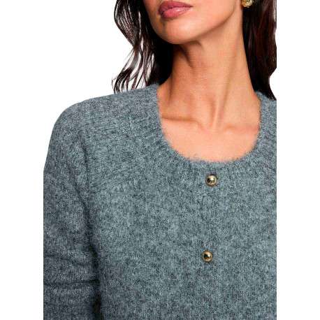 Gilet gris clair uni avec une coupe droite et des manches longues - Image 5