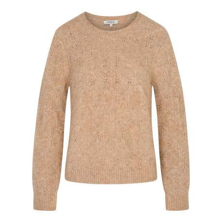 Pull beige uni avec une coupe droite et des manches longues