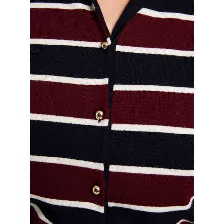 Gilet bordeaux à rayures avec une coupe droite et un col à revers - Image 6