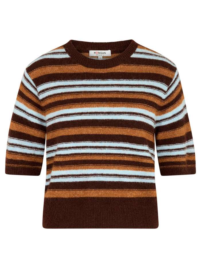 Pull marron à rayures avec...