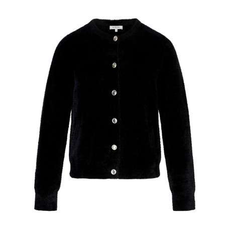 Gilet noir uni avec une coupe droite et des manches longues