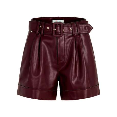 Short chino prune uni avec une coupe droite et muni d'une fermeture à zip