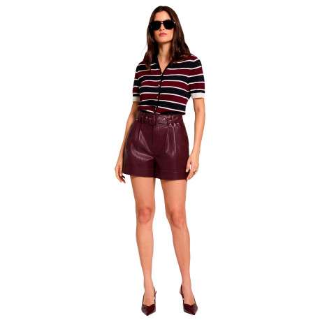 Short chino prune uni avec une coupe droite et muni d'une fermeture à zip - Image 2