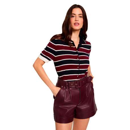 Short chino prune uni avec une coupe droite et muni d'une fermeture à zip - Image 4