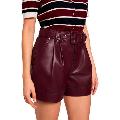 Short chino prune uni avec une coupe droite et muni d'une fermeture à zip - Image 5