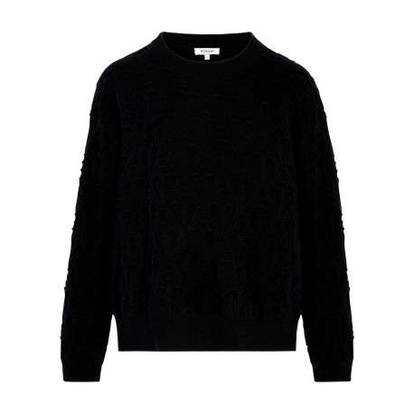 Pull noir uni avec une coupe droite et des manches longues