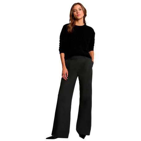 Pull noir uni avec une coupe droite et des manches longues - Image 2