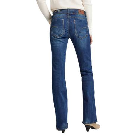 Jean en coton indigo à coupe bootcut pourvu de multiples poches - Image 3