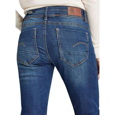 Jean en coton indigo à coupe bootcut pourvu de multiples poches - Image 5