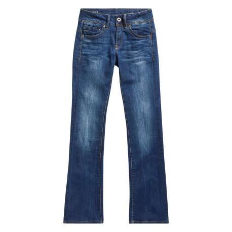 Jean en coton indigo à coupe bootcut pourvu de multiples poches