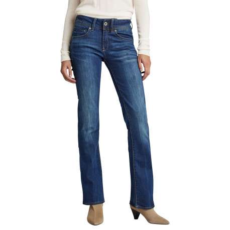 Jean en coton indigo à coupe bootcut pourvu de multiples poches - Image 2
