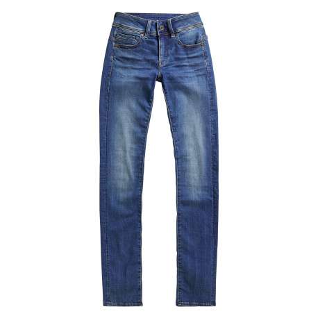 Jean en coton indigo à coupe droite pourvu de multiples poches
