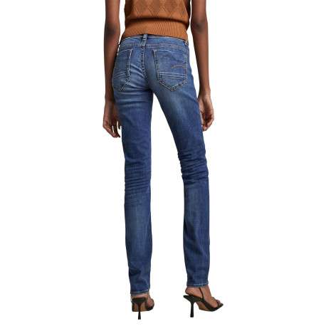 Jean en coton indigo à coupe droite pourvu de multiples poches - Image 3
