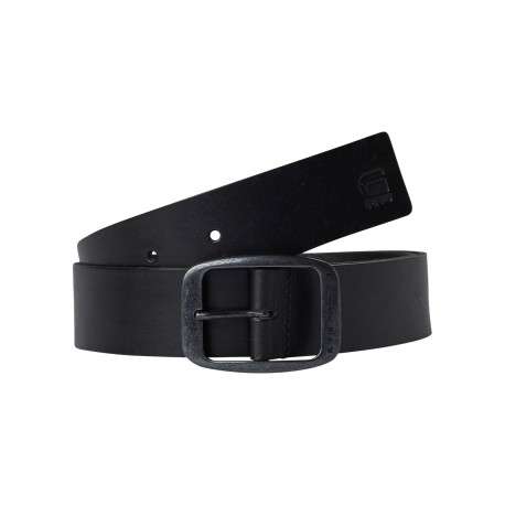 Ceinture en cuir noire pourvue d'une boucle métallique rectangulaire