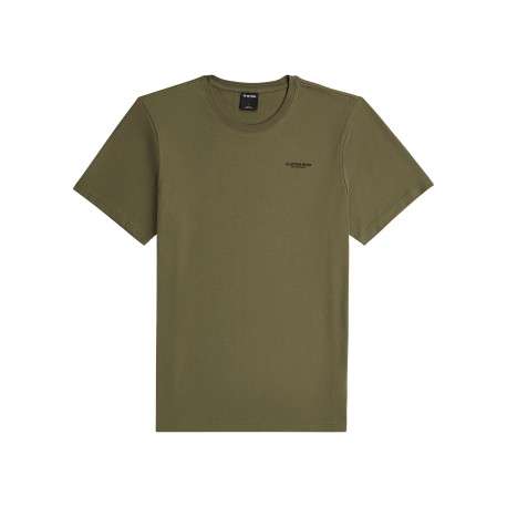 T-shirt en coton biologique kaki à coupe droite pourvu de manches courtes