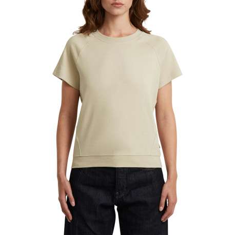 T-shirt en coton biologique beige à coupe droite pourvu d'un col rond - Image 2