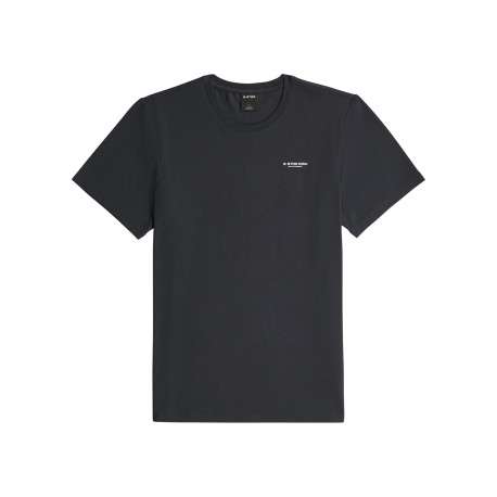 T-shirt en coton biologique noir à coupe droite pourvu de manches courtes