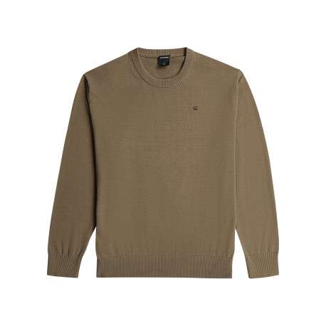 Pull taupe col rond pourvu d'une coupe droite et de manches longueS
