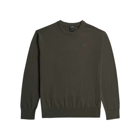 Pull kaki col rond pourvu d'une coupe droite et de manches longues