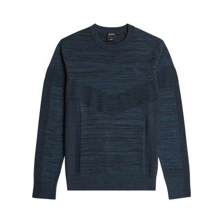 Pull marine col rond pourvu d'une coupe droite et de manches longues
