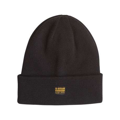 Bonnet noir souple pourvu de l'étiquette de la marque à l'avant