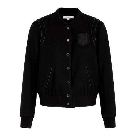 Bomber noir uni avec une coupe droite et des manches courtes