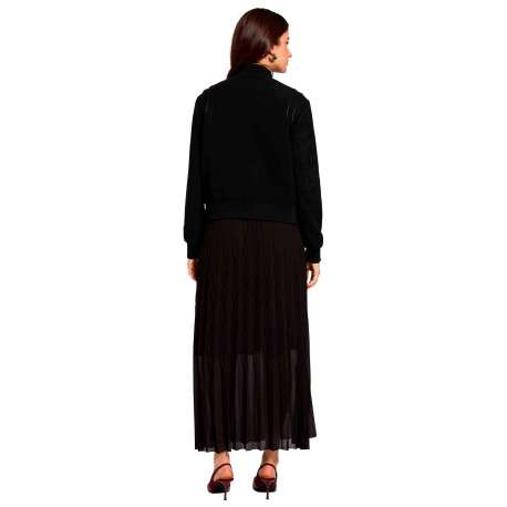 Bomber noir uni avec une coupe droite et des manches courtes - Image 3
