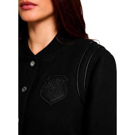 Bomber noir uni avec une coupe droite et des manches courtes - Image 5