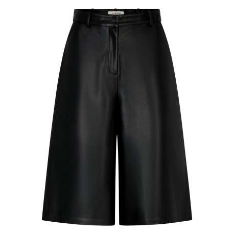 Short chino noir uni avec une coupe large muni d'une fermeture à zip