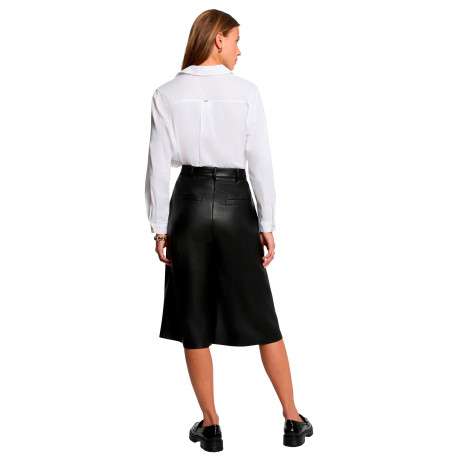Short chino noir uni avec une coupe large muni d'une fermeture à zip - Image 3
