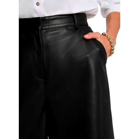 Short chino noir uni avec une coupe large muni d'une fermeture à zip - Image 5