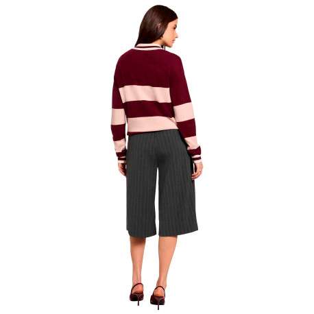 Short chino gris à rayures avec une coupe large muni d'un zip et d'une agrafe - Image 3