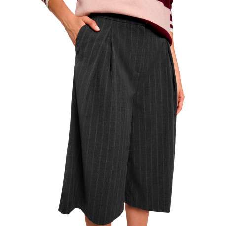 Short chino gris à rayures avec une coupe large muni d'un zip et d'une agrafe - Image 5