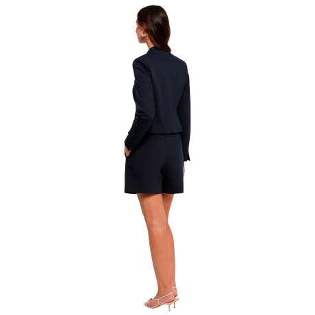 Blazer marine uni avec une coupe ajustée et des manches longues - Image 3