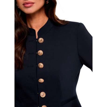Blazer marine uni avec une coupe ajustée et des manches longues - Image 5