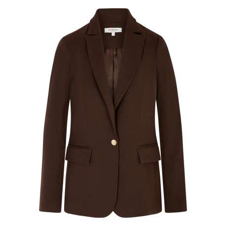 Blazer marron uni avec une coupe droite et des manches longues