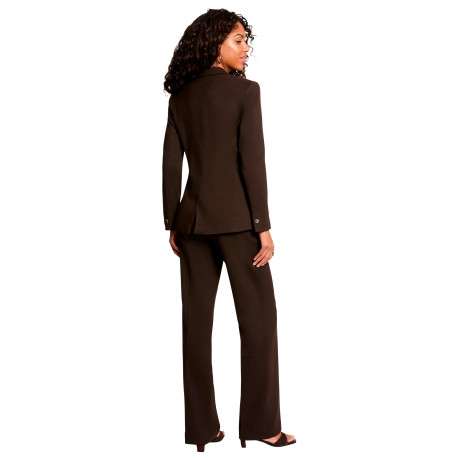 Blazer marron uni avec une coupe droite et des manches longues - Image 3