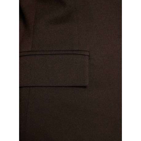Blazer marron uni avec une coupe droite et des manches longues - Image 6