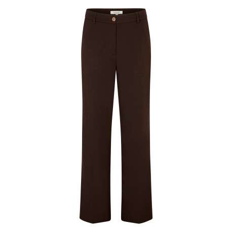 Pantalon marron uni avec une coupe bootcut muni d'un zip et d'un bouton