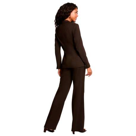 Pantalon marron uni avec une coupe bootcut muni d'un zip et d'un bouton - Image 3