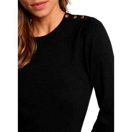 Robe courte noire unie avec une coupe ajustée et des manches 3/4 - Image 5
