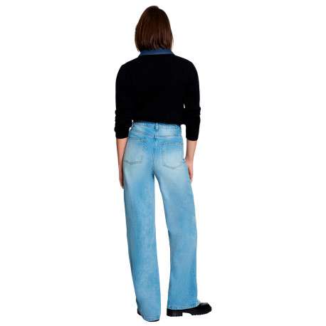 Pull marine uni avec une coupe droite et des manches longues - Image 3