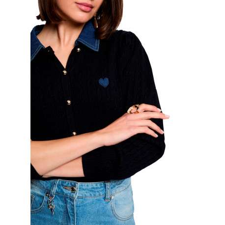 Pull marine uni avec une coupe droite et des manches longues - Image 5