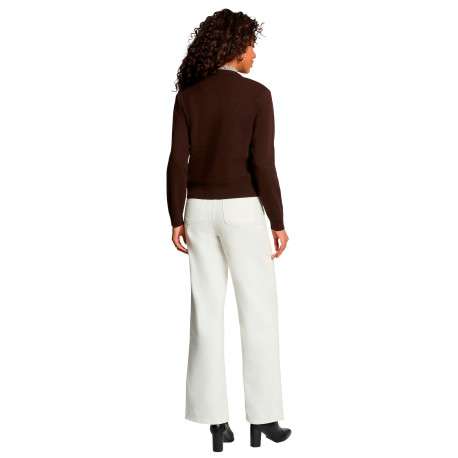 Gilet chocolat uni avec une coupe droite et des manches longues - Image 3