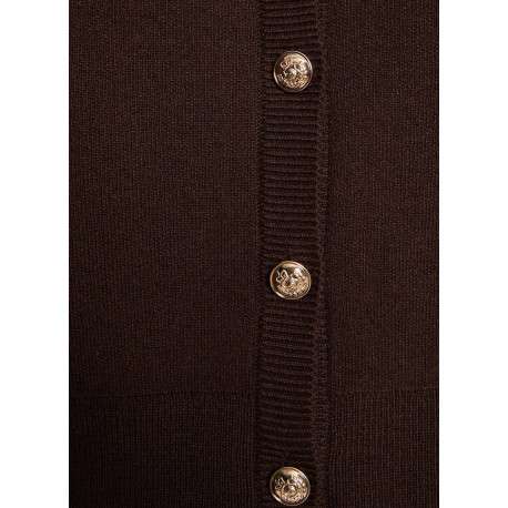 Gilet chocolat uni avec une coupe droite et des manches longues - Image 6