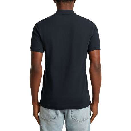 Polo en coton biologique marine à coupe droite pourvu d'un col boutonné - Image 3