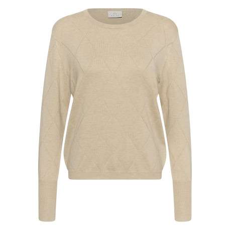 Pull beige uni avec une coupe droite et des manches longues